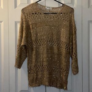 Dress barn Gold crocheted sequin sweater
